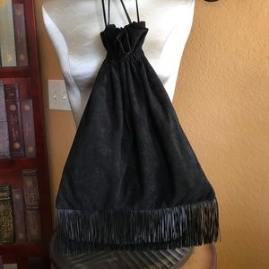❤️NWOT old west draw string satchel bag suede & fringe